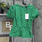 NWT Who What Wear Women's Polka Dot Puff Short Sleeve Peplum Blouse 78325958 XL Green