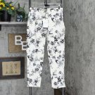 NWT Who What Wear Women's Floral Print Mid-Rise Skinny Cropped Pants WB-438 10 Cream Ivory