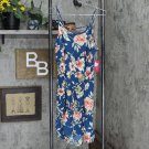 NWT Xhilaration Women's Floral Print Sleeveless Lace-Up Back Tiered Dress T2P-36773 M Blue