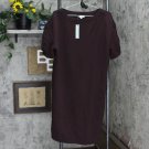 NWT Prologue Women's Textured Knit Puff Short Sleeve Round Neck Dress 559639-1 L Maroon Brown
