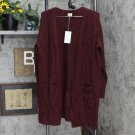 NWT A New Day Womens Colorblock Open Front Cardigan Sweater. 556981 556981 L Burgundy Heather Red