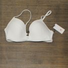 NWT Shade & Shore Women's Lightly Lined Ribbed Tortoise Ring Bikini Top AFP13 34C White