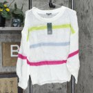 NWT Wild Fable Women's Lightweight Striped Crewneck Oversized Pullover Sweater M White