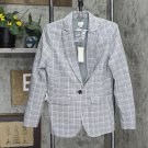 NWT A New Day Women's Plaid Long Sleeve Blazer 564689 10 Gray