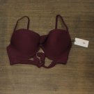 Shade & Shore Light Lined Double Tie-Front Ribbed Bikini Top Boysenberry 36D