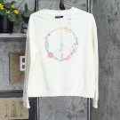 NWT Fifth Sun Women's Floral Print Peace Sweatshirt VLIN4472 M Cream Ivory
