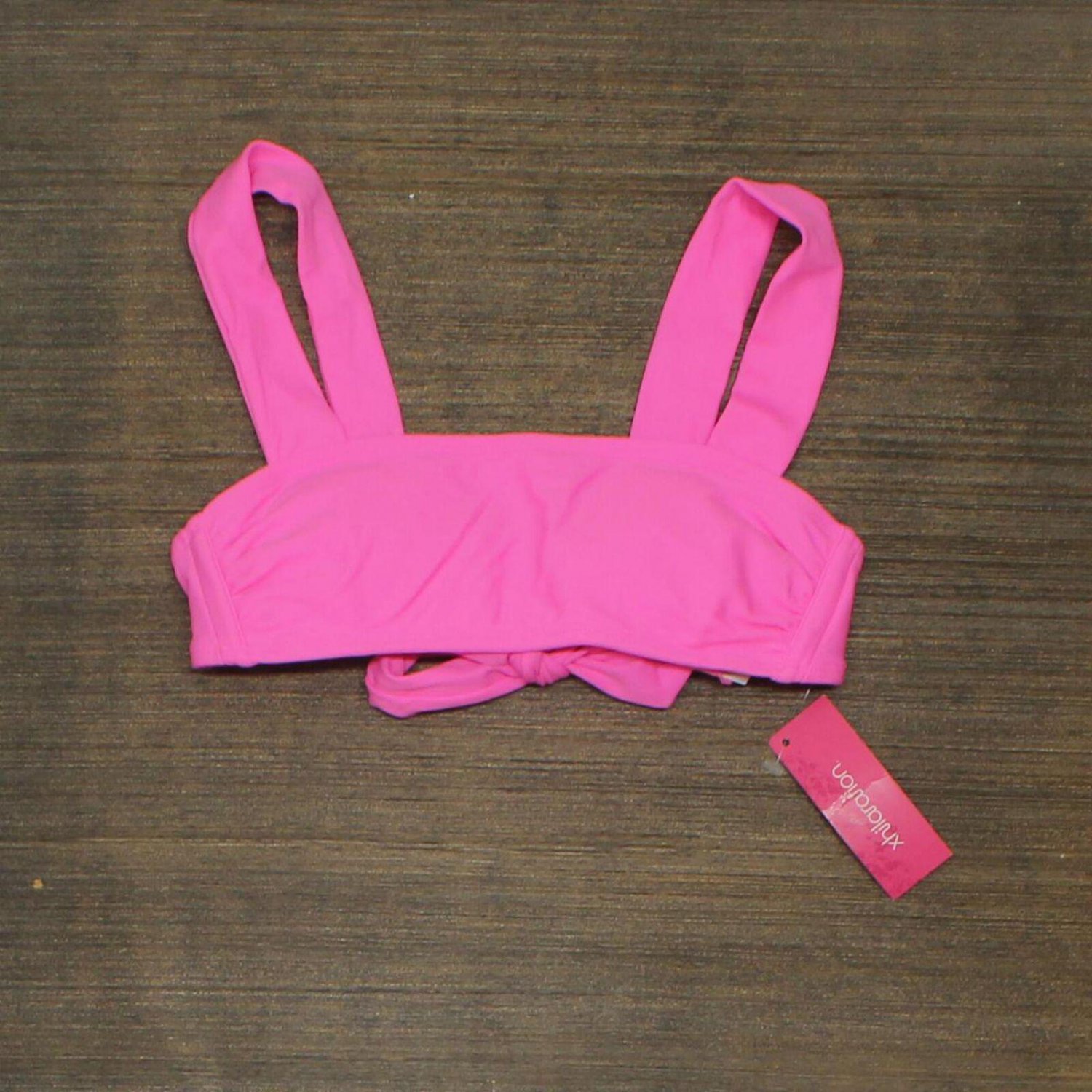 NWT Xhilaration Juniors' Square Neck Bralette Bikini Top AFN89T XS Pink
