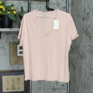 NWT A New Day Women's Short Sleeve V-Neck Casual Cuff T-Shirt 562552 XL Light Pink