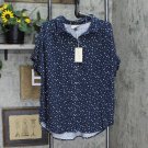 Universal Thread Floral Print Short Sleeve Button-Down Camp Shirt Navy Blue XXL