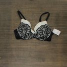 NWT Auden Women's Icon Full Coverage Lightly Lined Bra With Lace. MM085 32A Black / Cream