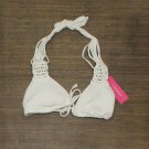 Xhilaration Womens Halter Crochet Bikini Top with Removable Pads AFK00T White M