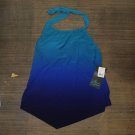 NWT Aqua Green Women's Dip Dyed High Neck Tankini Top 674118 M Blue