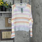 NWT Wild Fable Striped Crewneck Lightweight Pullover Sweater R19-04006 M Rainbow Stripe Multicolor