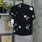 Stars Above Floral Print Beautifully Soft Crop Notch Collar Pajama Shirt Black S