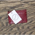 NWT Bespoke Men's Straight Edge Gator Embossed Leather Card Case 6BA1-3002 One Size Burgundy Red