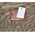 NWT Bespoke Men's Straight Edge Gator Embossed Leather Card Case 6BA1-3002 One Size Tan Brown