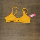 NWT Xhilaration Juniors' Ribbed Cut Out Tie-Front Bralette Bikini Top AFK29T M Marigold Yellow