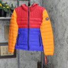 NWT Tommy Hilfiger Men's Quilted Color Blocked Hooded Puffer Jacket 150AN555 S Char Tahit Multicolor