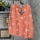 NWT Ava & Viv Women's Plus Size Floral Print Long Sleeve Tie Blouse 564897 1X Coral Pink