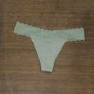 NEW Auden Women's Cotton Thong with Lace Waistband Aquamarine Blue Green M