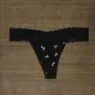 NEW Auden Women's Cotton Thong with Lace Waistband 552028 Black Bicycle Print M