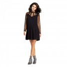 Xhilaration Women's Chiffon Lace Yoke Shift Mini Dress X-Small Black