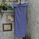 NWT Lauren Ralph Lauren Womens Striped Off-The-Shoulder Jersey Dress 250868165001 2 Blue / Cream