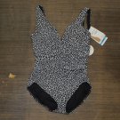 NWT Coco Reef Contours Solitaire Printed One-Piece Swimsuit T45035 12/36C Black