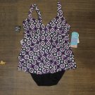 NWT Swim Solutions Jewels Printed Tiered Tummy Control One-Piece Swimsuit 5540573 8 Jewels Purple