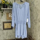 NWT Raisins Juniors' Maui Solid Blouson-Sleeve Dress Cover-Up J710040 M Blue