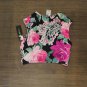 NWT Carmen Marc Valvo Floral-Print Tie-Front Cropped Bikini Top C2H440 M Black Multicolor