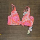 NWT Sundazed Harper Tie-Dyed Tie Bikini Top F70092 32DD Coral Pink