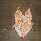 NWT Roxy Printed Beach Classics Ruched-Side One-Piece Swimsuit ERJX103484 XS White Floral Escape