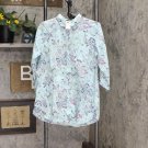 NWT Lands' End Women's No Iron 3/4 Sleeve Tunic Top 516685 8 Pale Sky Floral Blue