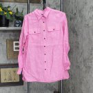 Lands' End Linen Button Front Utility Tunic Top 516607-Sample XS Tall Pink Phlox