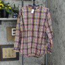 NWT Lands' End Womens Long Sleeve Flannel Shirt 514809 L Tall Brown Coral Plaid