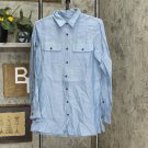 Lands' End Linen Button Front Utility Tunic Top 516607-Sample XS Soft Stonewash Blue