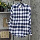 NWT Lands' End Womens Long Sleeve Plaid Tunic Shirt 488593 16 Deep Sea Blue / Ivory Check