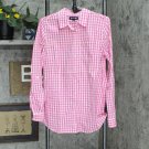 Lands' End Roll Tab Long Sleeve Cotton Button Up Shirt Top 516560-Sample M Tall White Pink Check