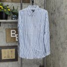 Lands' End Roll Tab Long Sleeve Cotton Button Up Shirt Top 516560-Sample M Tall White Blue Stripe