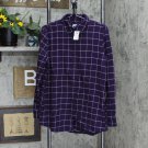 NWT Lands' End Womens Flannel Boyfriend Fit Long Sleeve Shirt 519652 L Tall Blackberry Check Purple