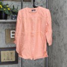 Lands' End Womens Linen 3/4 Sleeve Tunic Button Up Shirt 516956-Sample 4 Tall Sandy Coral Pink