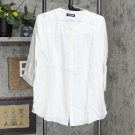 Lands' End Womens Linen 3/4 Sleeve Tunic Button Up Shirt 516956-Sample 2 Tall White