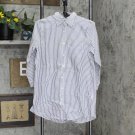 Lands' End 3/4 Sleeve No Iron Button Up Tunic Dress Shirt 516839-Sample 2 Tall White Blue Stripe