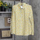 NWT Lands' End Womens Long Sleeve Patterned Dress Shirt 484704 14 Tall Aqua Breeze Sunflower Yellow
