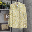 NWT Lands' End Womens Long Sleeve Patterned Dress Shirt 484704 12 Tall Aqua Breeze Sunflower Yellow