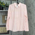 NWT Lands' End Womens Long Sleeve Patterned Dress Shirt 484704 16 Tall Peach Dot Orange PInk