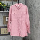 Lands' End Womens Linen Button Front Utility Tunic Top 516626-Sample M Tall Majove Rose Pink Red