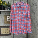 Lands' End Sleeve Cotton 2 Pocket Button Up Shirt 525786-Sample 2X Tall Washed Indigo / Red Plaid