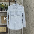 Lands' End Womens Long Sleeve Chambray Button Up Shirt 516629-Sample XS Tall Light Blue